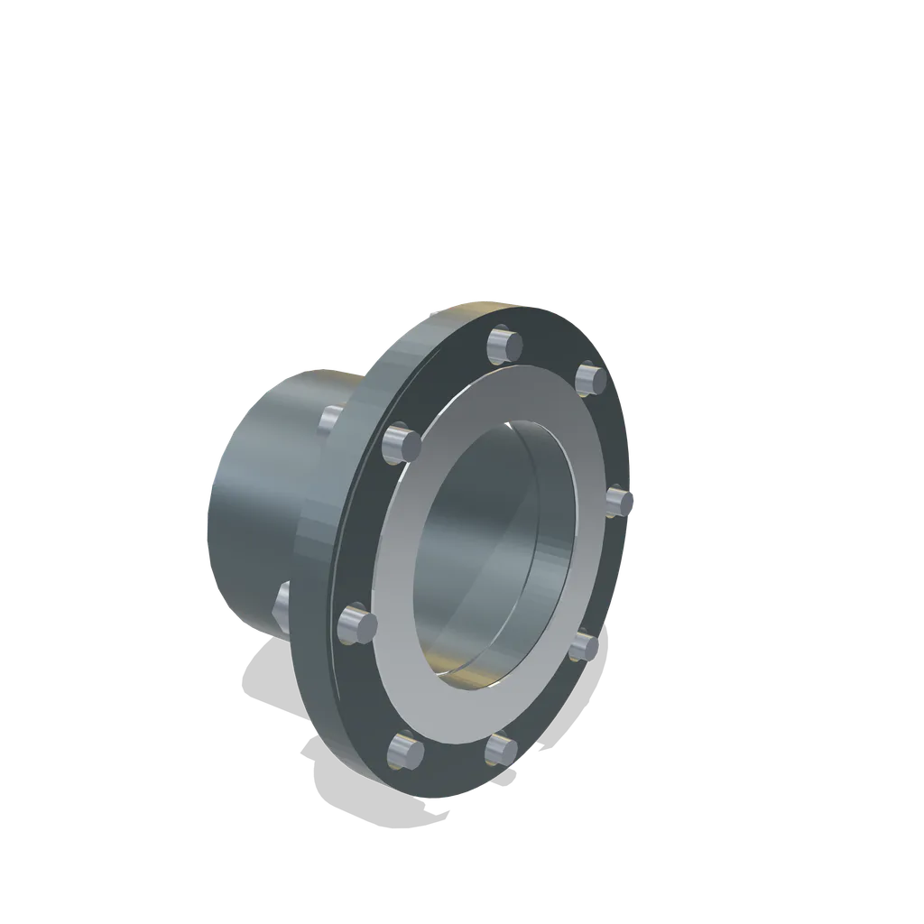 Gun metal finish on a 6 inch Class 150 flange and pipe stub